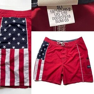 Y2K Old Navy Swim Trunks‎ 2003 4th of July American Flag USA Board Short XL